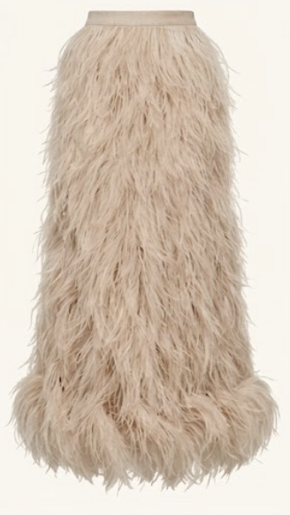 Ostrich Feather Midi Skirt